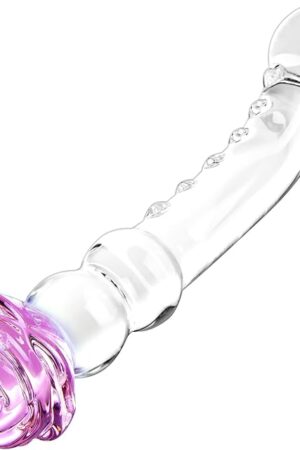 83 Inch Butt Plug Glass Dildo Sex Toy with Progressive Anal Beads,Rose Crystal Butt Plug Stimulator,Adult Sex Toys and Games G-Spot Beaded Prostate Massager Sex Toy for Men and Women Couples Pleasure