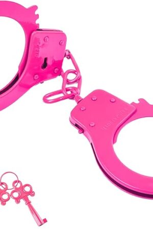 Bedsecret Handcuffs Double Lock Steel Police Edition Professional Grade Handcuffs,Hand Cuffs Cop with Keys (Pink)