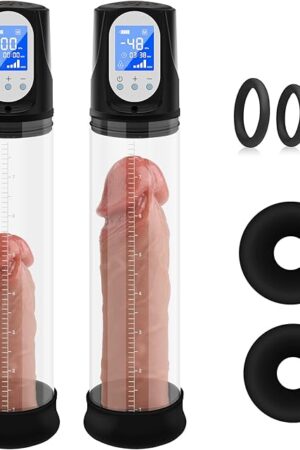 Electric Penis Pump, Penis Vacuum Pump Penis Sleeve Penis Enlarger Extender Cock Sleeve Dick Pump Adult Toys with 4 Intensities, Male Sex Toys for Men Couple Stronger Bigger Erection with 3 Penis Ring