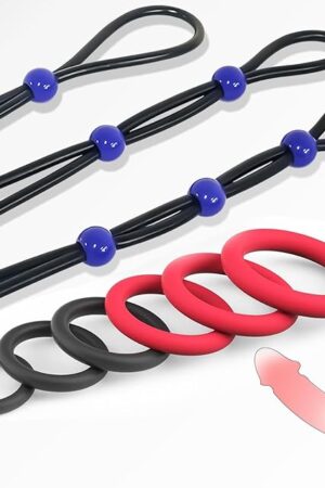 Adjustable Silicone Penis Ring,Multi-Coloured Cockring Cock Sexual Stimulation Device with 9 P Different Sizes for Erection Enhancing Long Lasting Stronger, Adult Sex Toys for Men or Couple Pleasure