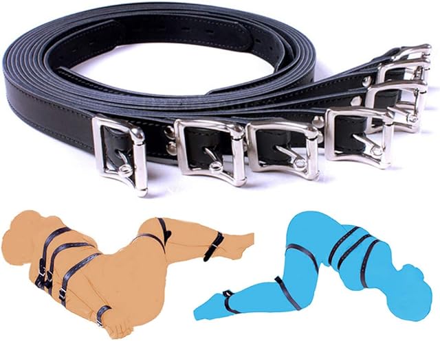 Body Combination Restraint Leather Belt - Davidsource 7 Pieces/Set Faux Leather Black Belt Body Combination Bondage Restraint Straps SM Binding Kit