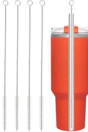 6 Pack Straw Cleaner Brush for Stanley, Reusable Extra Long Straw Cleaner for 40/30/20 oz Stanley Mug, 10mm Wide Drinking Straws Cleaning Brush for Sippy Cup, Water Bottle and Tubes