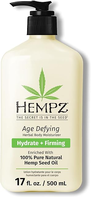 Hempz Age-Defy Body and Hand Lotion for Dry Skin, for Cracked & Crepey Skin, Quick Absorption Moisturizer, Large 17 oz