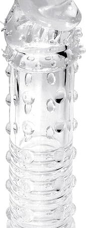 Adam & Eve Adam's Extension Jelly Textured Penis Sleeve for Men, Penis Extender for Increased Stimulation, Adult Toys for Sex, Satisfying Texture, Sex Toy for Pleasure, 6", Clear