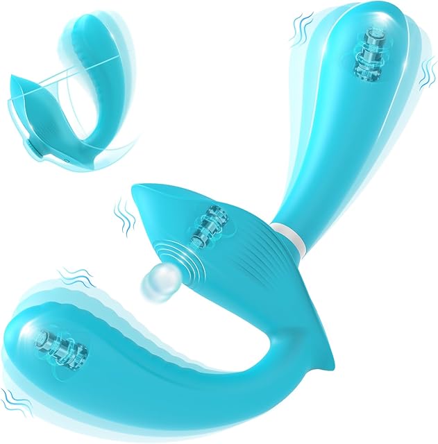 Double Dildo Lesbian Sex Toys, Strapless Strap-On Double Ended Sided Dildo with 10x10x10 Vibrations, Vibrating Strapon G Spot Wearable Vibrator Silicone Anal Plug, Adult Sex Toys for Women Couples