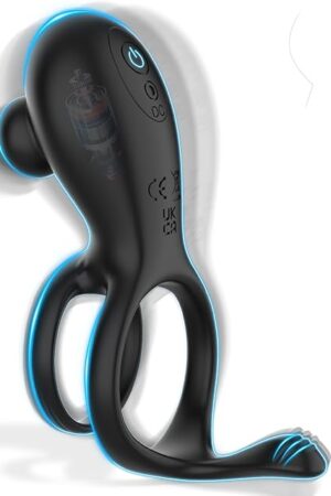 Vibrating Cock Ring Sex Toys for Men with Clitorals Stimulator-FOXWAND Mens Penisring,Octopus Dual Cock Ring Vibrators,10 Vibrations,2 in 1 Penis Ring Vibrator,Long Lasting Stronger for Male Female