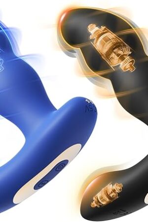 360° Rotating Prostate Anal Sex Toy for Male Masturbator & Female Clitoral Dildo Massage with 7 Rotating & 7 Vibrating Modes, Beginner Advanced Player Butt Training Remote Control 2 Colors Bundle Toy