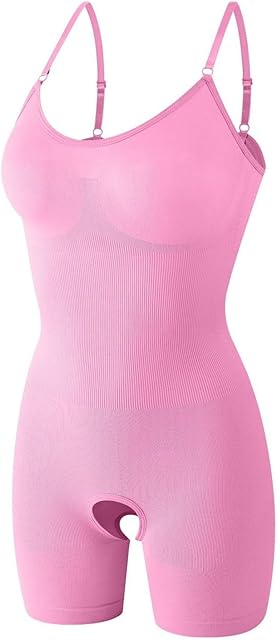 Womens Body Tight Tummy Control Basic Sculpting Bodysuits Sleeveless Body Shaper Solid Open Crotch Shapewear Romper Shorts