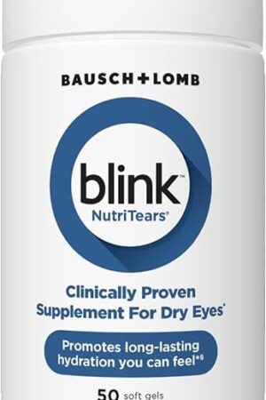 Blink NutriTears Supplement for Dry Eyes ? Clinically Proven Formula with Lutein, Zeaxanthin, Curcumin & Vitamin D for Hydration from Within and Long-Lasting Relief, 50 Softgels