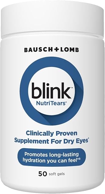 Blink NutriTears Supplement for Dry Eyes ? Clinically Proven Formula with Lutein, Zeaxanthin, Curcumin & Vitamin D for Hydration from Within and Long-Lasting Relief, 50 Softgels