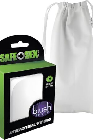 Blush Novelties Safe Adult Sex Toy Bag - Medium Drawstring Bag for Sex Toy Storage, Toy Storage Cinch Bag, Organizer Holder Bag, Safe Storage and Transportation - White