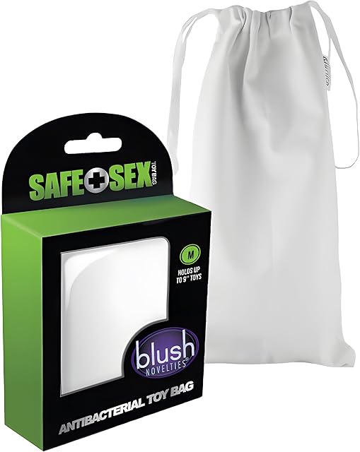 Blush Novelties Safe Adult Sex Toy Bag - Medium Drawstring Bag for Sex Toy Storage, Toy Storage Cinch Bag, Organizer Holder Bag, Safe Storage and Transportation - White