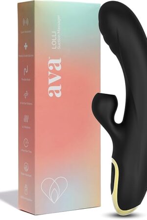 Ava Suction Lolli Dual-Function Vibrator - Sex Toys for All | G Spot Vibrator Personal Massager | Adult Toys for Couples Sex Toys | Women Sex Toy | Clitoral Stimulator | Gifts for Women [Black]