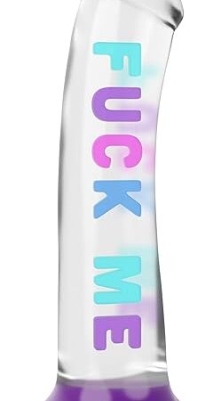 77'' Realistic G-spot Dildo with 3D Colorful Letters Embedded,Clear Silicone Dildo with Hearted Suction Cup for Hands-Free Play or Strap-On,Adult Sex Toys for Women,Male Anal Penis Prostate Massager
