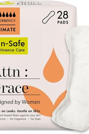 Attn: Grace Ultimate Incontinence Pads for Women, 28-Pack - High Absorbency, Breathable, Plant-Based - Overnight Pads for Heavy Bladder Leaks & Sensitive Skin
