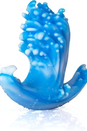 Anal Plug in Ocean Wave Design - Fantasy Anal Dildo with Flared Base for Prostate Stimulation, Silicone Butt Plug for Couples Sex Game, Unisex Adult Toy Available in 3 Sizes (A111-L)