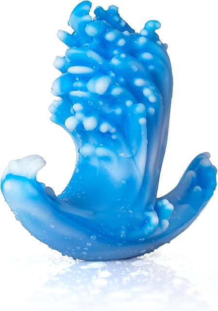 Anal Plug in Ocean Wave Design - Fantasy Anal Dildo with Flared Base for Prostate Stimulation, Silicone Butt Plug for Couples Sex Game, Unisex Adult Toy Available in 3 Sizes (A111-L)