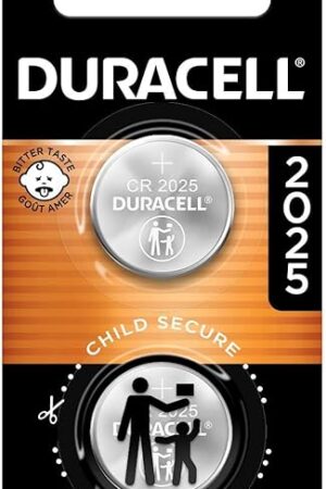 Duracell CR2025 3V Lithium Battery, Child Safety Features, 2 Count Pack, Lithium Coin Battery for Key Fob, Car Remote, Glucose Monitor, CR Lithium 3 Volt Cell