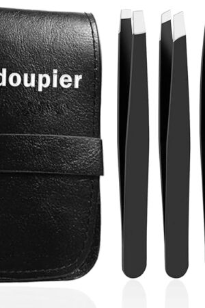 [4+1 Pieces] Tweezers Set with Travel Case, Great Precision Upgrade Professional Anti-rust Alloy Tweezers for Women & Men, Multi-purpose as Eyebrows Facial Hair Ingrown Hair Removal