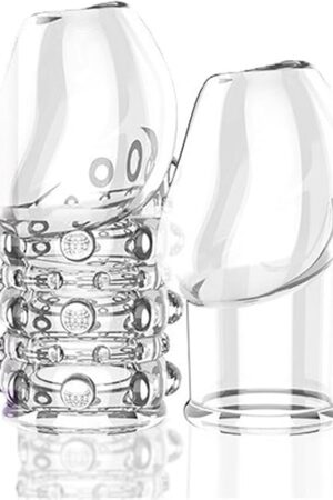 2PCS Penile Sleeves Extended Men's Fun Products Extended Transparent Crystal Opening Sleeves Set Adult Sex Toys