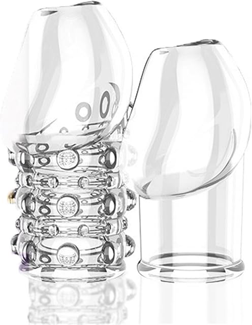 2PCS Penile Sleeves Extended Men's Fun Products Extended Transparent Crystal Opening Sleeves Set Adult Sex Toys