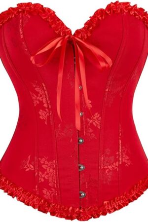 Lace Bustier Corset Top for Women 2025 Knit Overbust Lace Up Waist Cincher Push Up Body Shaper Shapewear Lingerie