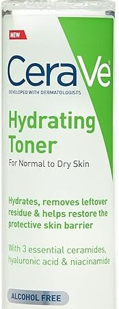 CeraVe Hydrating Toner for Face Non-Alcoholic with Hyaluronic Acid, Niacinamide, and Ceramides for Sensitive Dry Skin, Fragrance-Free Non Comedogenic, Full Size, 68 Fl Oz