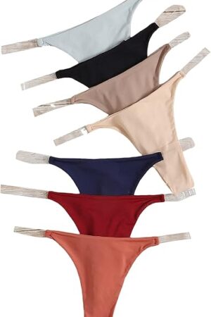 Women's Clear Strap String Thongs T Back Low Rise Multipack Panties Underwear