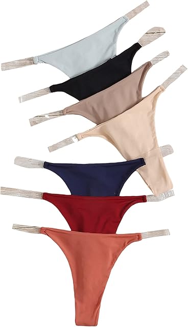 Women's Clear Strap String Thongs T Back Low Rise Multipack Panties Underwear