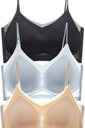 3PCWomens Bras Ultra-Thin Ice Silk Beautiful Back Push-Up Seamless Anti Sagging Breast Sports Bras