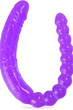 179Inch Double Ended Dildo for Lesbian, Flexible G Spot Anal Double Headed Dildos Butt Plug Double Dong Penis and Beads with Glans for Vaginal Anal Play, Adult Sex Toys for Women Men Couple (Purple)