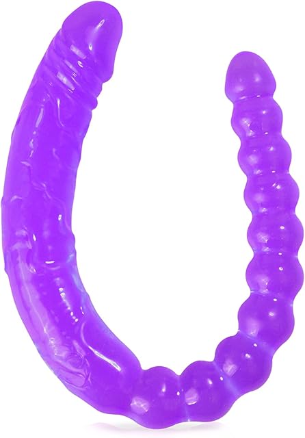 179Inch Double Ended Dildo for Lesbian, Flexible G Spot Anal Double Headed Dildos Butt Plug Double Dong Penis and Beads with Glans for Vaginal Anal Play, Adult Sex Toys for Women Men Couple (Purple)