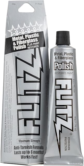 Flitz Multi-Purpose Metal Polish Paste - 176oz Tube of USA-Made Metal Scratch Remover - Works on Stainless Steel, Chrome, Aluminum, Plastic, Jewelry - Non-Abrasive Cleaner & Rust Remover (1 Pack)