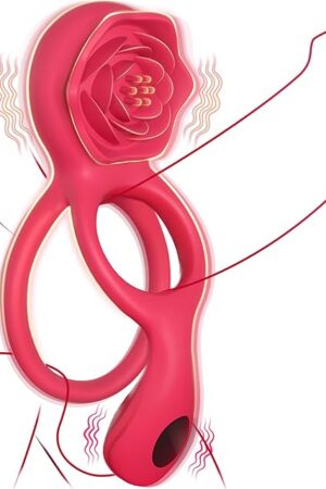 Vibrating Cock Ring with Rose Clitoral Stimulator Testicle Massager, Pleasure Penis Ring Vibrator Couples Adult Sex Toys for Men Women, Healexcer 9 Vibrations Male Couple Sex Toy for Men Sex