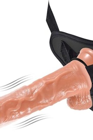 Bullet Vibrating Strap-on Dildo Wearable Harness, G Spot Stimulator Vagina Massager Female Masturbator Realistic Penis Sex Toys for Women Lesbian Couple