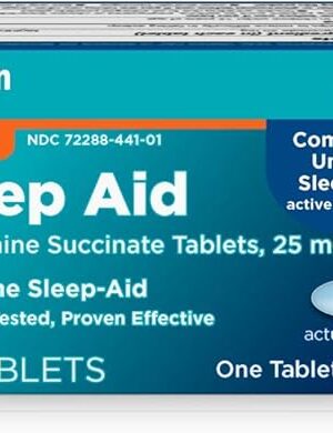 Amazon Basic Care Nighttime Sleep Aid Tablets for Adults, Doxylamine Succinate 25 mg, 96 Count