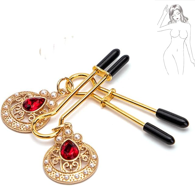 2pcs BDSM Nipple Clamps Adult Toys, Nipple Toys Nipple Clips Women Sex Toys with Jewelry, Adjustable Breast Clamps Female Sex Toys, Nipple Corrector Adult Sex Toys & Games for Couples
