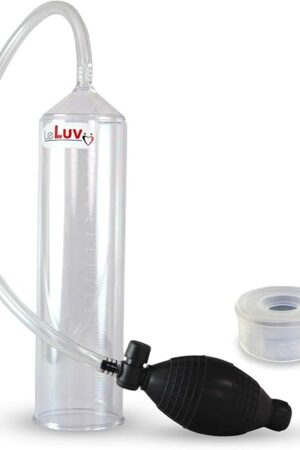 LeLuv Easyop 2.25 Inch by 9 Inch Cylinder Penis Pump Black Bgrip Ball Handle Clear Graduated Cylinder/Clear Collapse-Resistant Hose | Clear Silicone Sleeve
