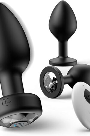 Anal Plug Sex Toys Vibrator ? Silicone Butt Plugs Training Kit with Remote Control, 10 Vibration Modes, Prostate Massager for Adults ? Black