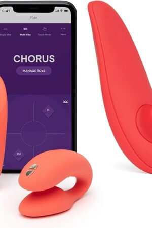 We-Vibe Chorus Remote Control Couples Vibrator Coral Personal Massager & Womanizer Special Edition Clitoris Vibrator Red - Couples Sex Toys Bundle