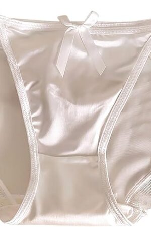 Womens Sexy Silky Satin Panties Lace Trim Underwear Bridal Luxury Low Waist Breathable String Bikini Briefs Underpant