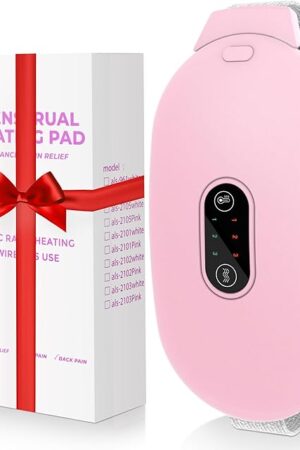 Heating Pads, Glyduny Period Cramp Massager Portable Cordless Heating Pad with 6 Heat Levels and 6 Massage Modes for Back Pain Relief Menstrual Heating Pad (Pink)