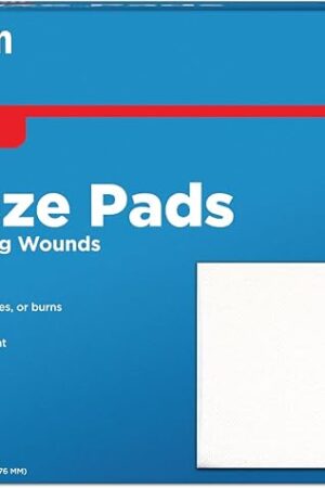Amazon Basic Care Gauze Pads, 3x3 inches Sterile Medical Wound Dressing Sponges for Cleaning, Covering, & Cushioning Cuts & Minor Injuries, 50 Count (Pack of 1), (Previously All Health)