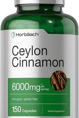 Horb?ach Ceylon Cinnamon Capsules | 6000 mg | 150 Count | Non-GMO & Gluten Free Supplement