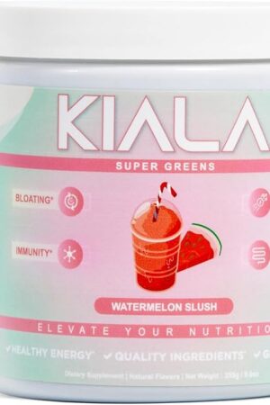 Kiala Nutrition Super Greens, Organic Greens Powder with Spirulina & Chlorella for Digestion, Gut Health, Immunity & Energy, Gluten Free, Vegan, Daily Support for Women, Watermelon Slush, 30 Servings