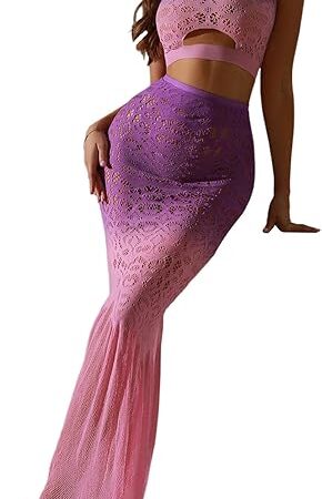 Women's 2 Piece Lingerie Set Ombre Sheer Sleeveless Tank Crop Tops Bodycon Maxi Skirt Sexy Lingerie