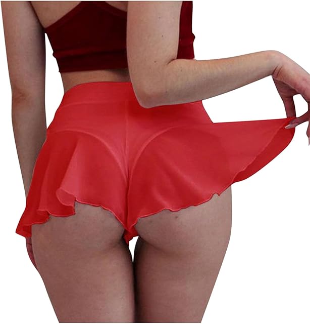 Women's Sexy Yoga Shorts Booty Hot Pants High Waist Gym Workout Butt Lifting Sports Dance Lingerie Skirts