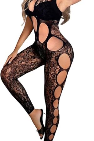Womens Body Stocking Lingerie Fishnet Bodysuit One Piece Bodycon Jumpsuit Rave Outfits