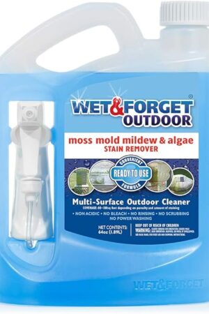 Wet & Forget Outdoor Moss, Mold, Mildew, & Algae Stain Remover Multi-Surface Cleaner, Ready to Use, 64 Ounce