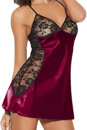 Women Lingerie V Neck Nightwear Sleepwear Lace Chemise Mini Teddy Nightgown Babydoll Outfits Sexy Lingerie Negligee
